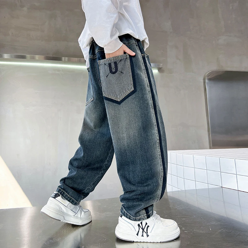 儿童装男童秋装裤子春秋款2025新款男孩休闲牛仔秋季中大童长裤潮