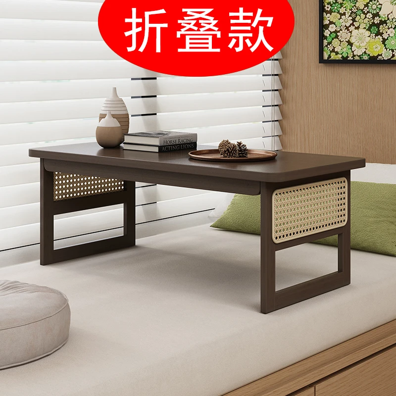 可以折叠的飘窗桌塑滕楠竹小方桌免安装榻榻米桌