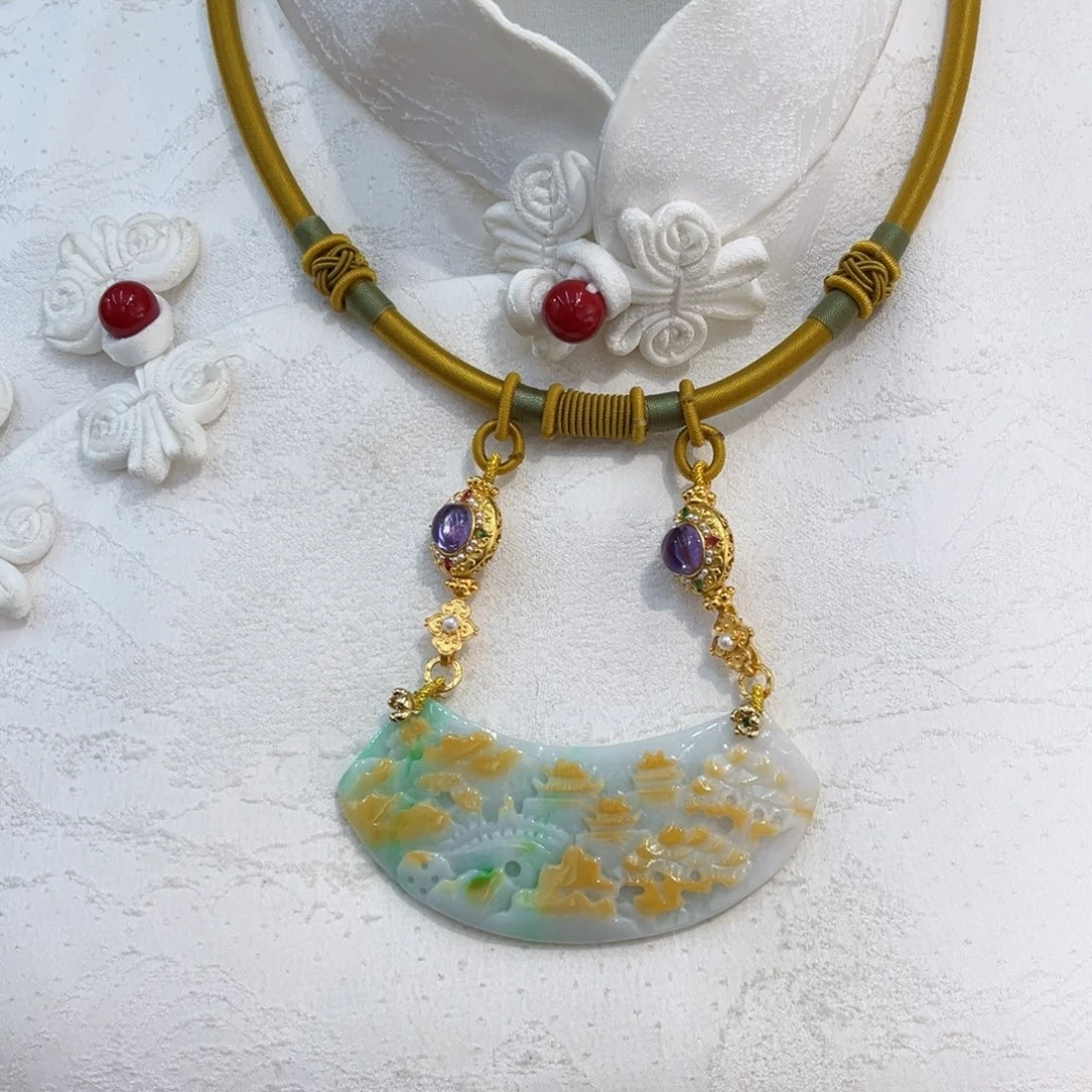 翡翠合金吊坠(赠链)代编织