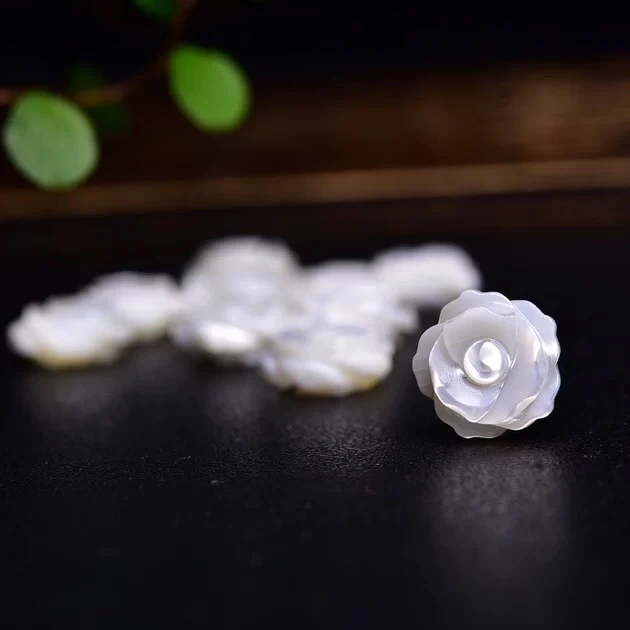 白贝雕花手工玫瑰花通孔手链项链小众闺蜜礼物简约百搭时尚