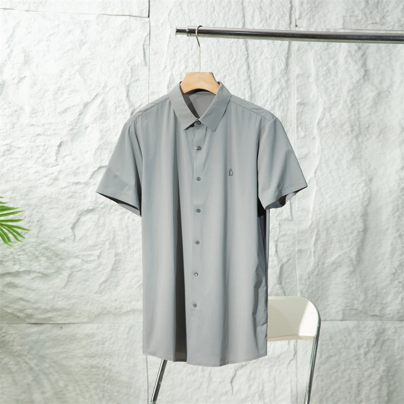 【退货补运费】夏季高弹冰丝凉感男士简约百搭休闲短袖衬衫28CD004