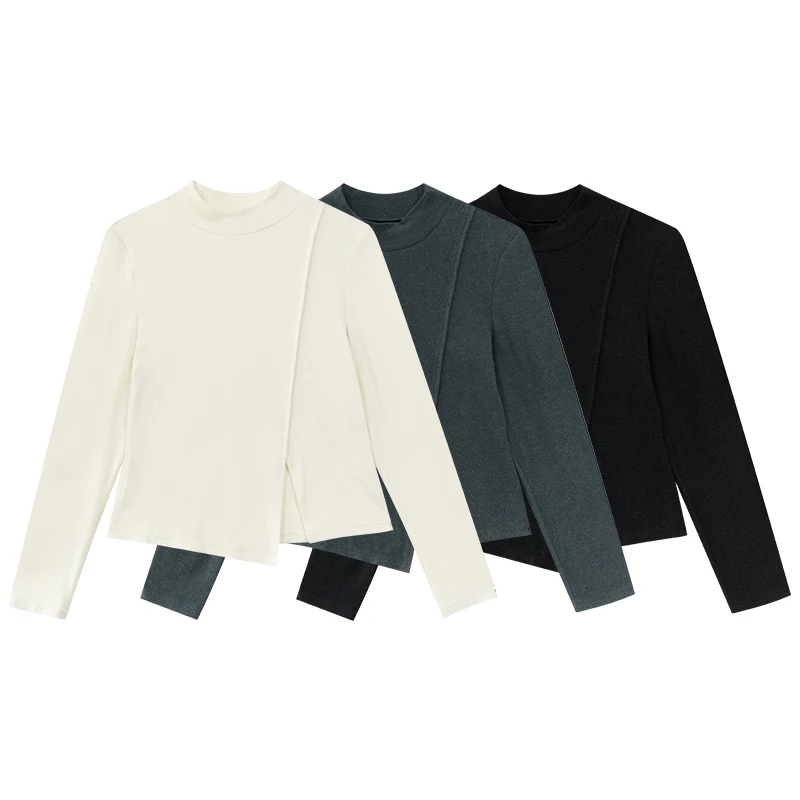 【暖宝】秋季半高领设计舒适不勒脖保暖打底修身毛衫上衣DM21910