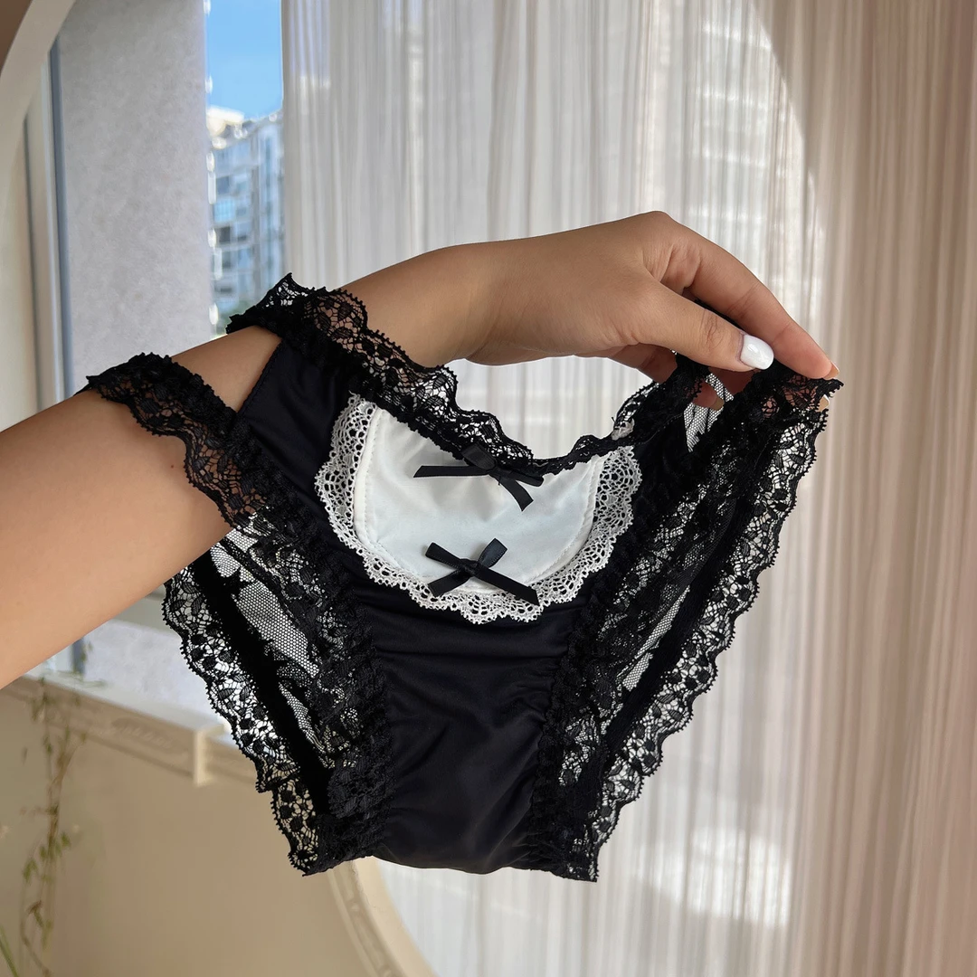 奶盐萝莉~日系女生纯欲性感成熟蕾丝蝴蝶结高颜值女士内裤女镂空