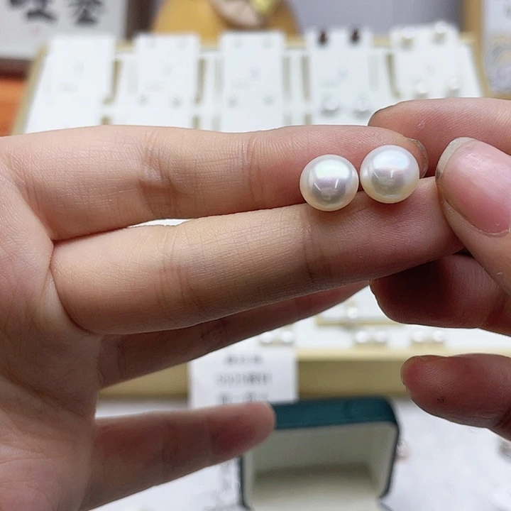 淡水珍珠耳饰银S925镶嵌E****e