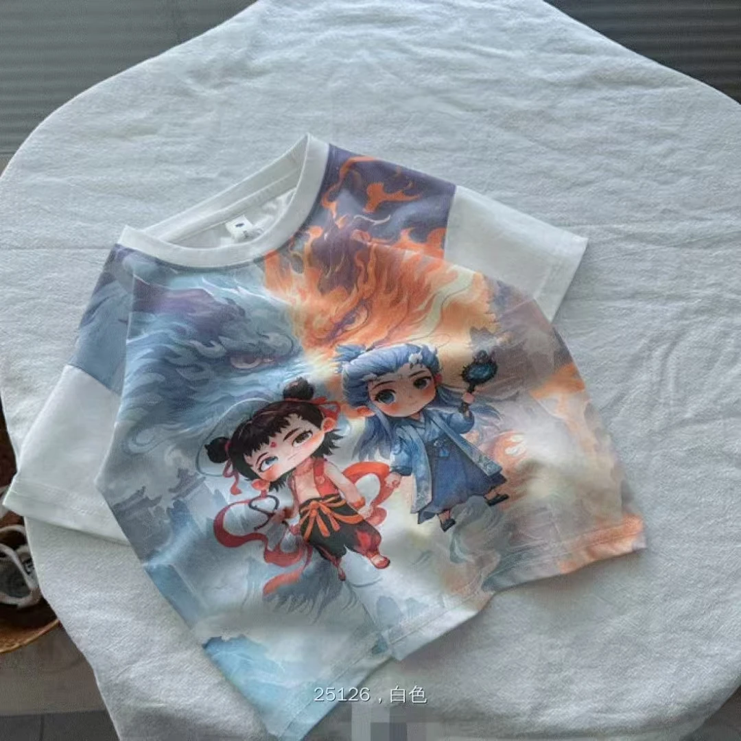 男短袖夏季女卡通动漫休闲风T恤童装女童春夏婴儿分体套装夏季