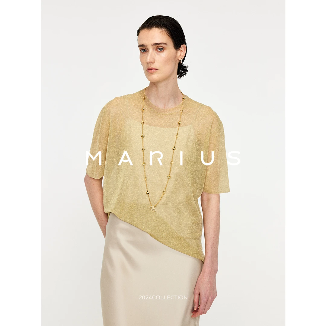 MARIUS“爱丽丝”康宝莱TopLine轻薄透气雾感显瘦短袖针织t恤