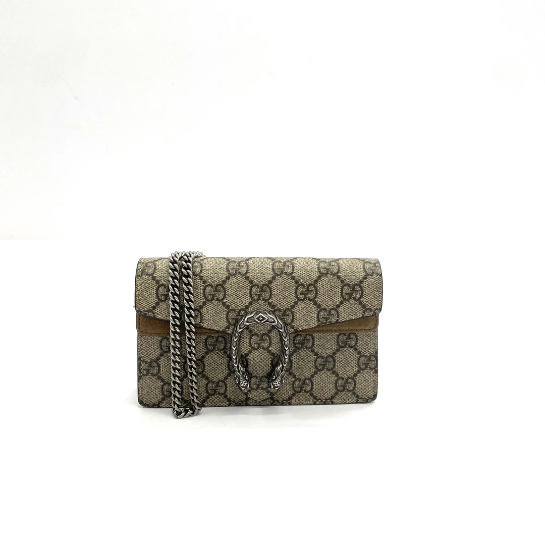 95新 GUCCI/古驰 98新 虎头钻扣mini酒神链条包