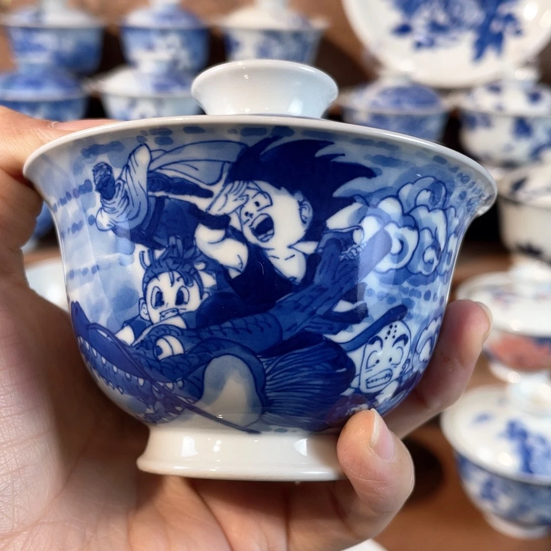 助***助泥藝瓷梦七龙珠盖碗