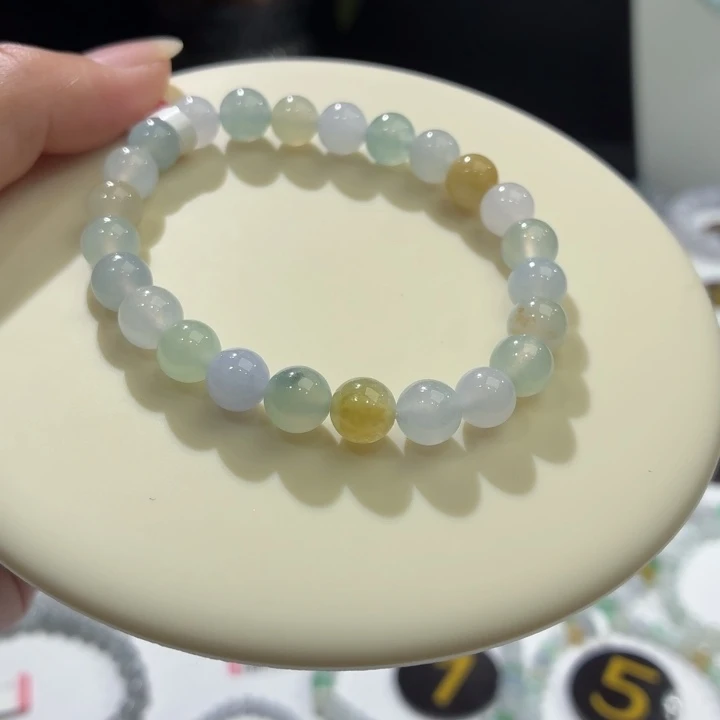 手链翡翠未镶嵌冰胶马卡龙卡7.9