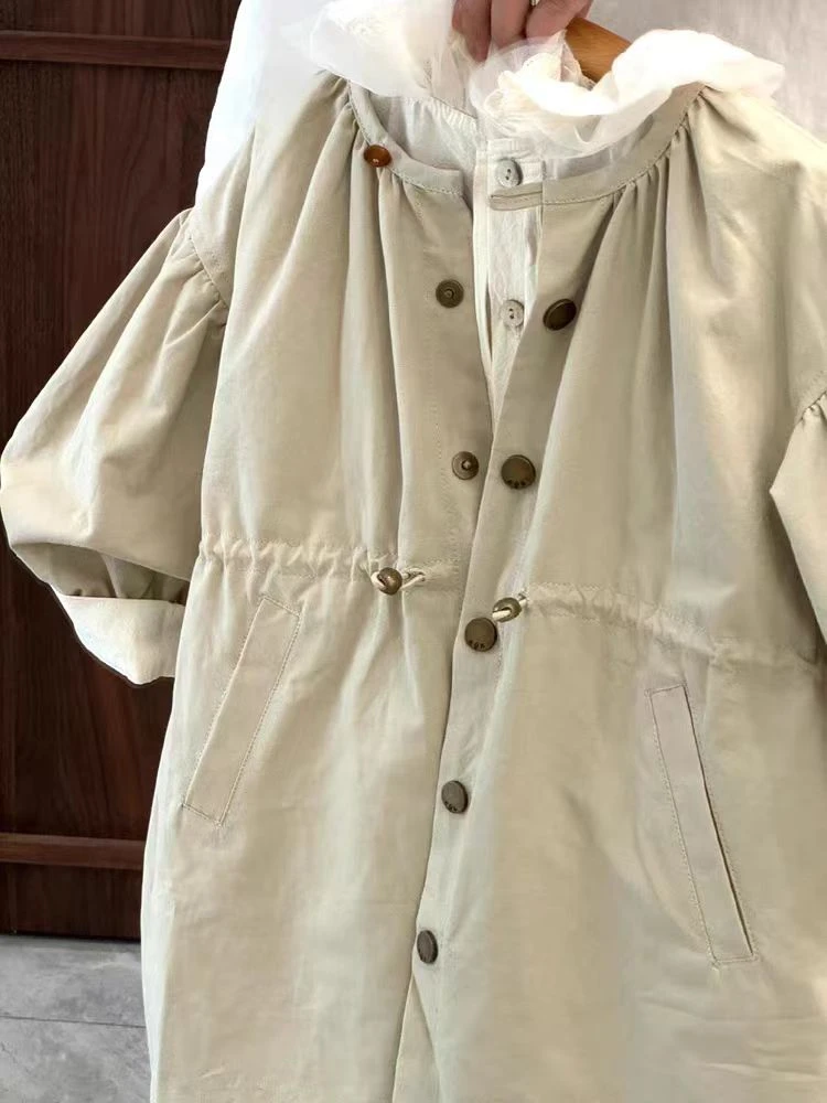 女童外套秋装英伦风中长款单排扣风衣洋气复古碎花双面穿儿童夹克