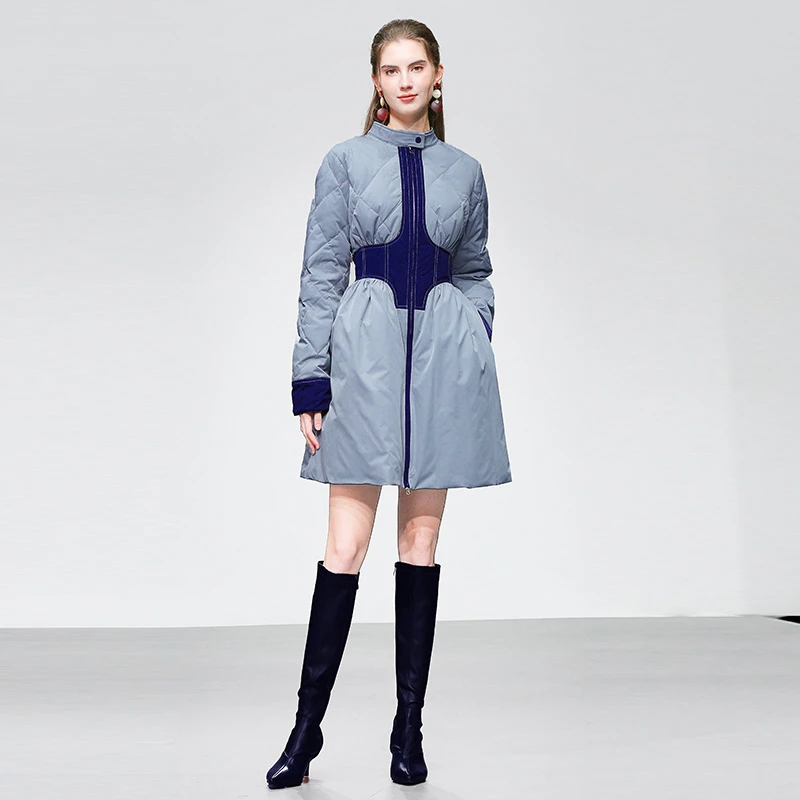 冬季甜酷风撞色收腰显瘦南瓜裙白鸭绒保暖羽绒服HC10232843F