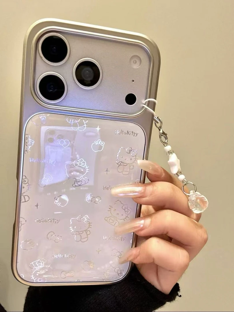 线条Kitty滴胶手机壳适用苹果17promax/16防摔哑光银边框可爱简约