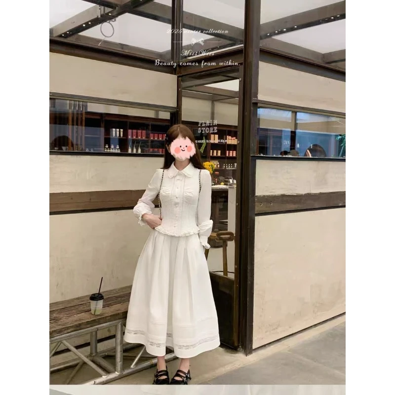 [白日梦想家]腰身黄金比 双褶衣摆收腰衬衣 白月光战神裙