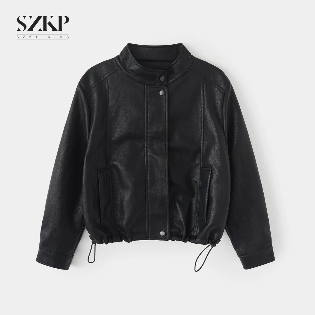 SZKP秋季新款女童潮款上衣外套中大童时尚洋气儿童皮衣YNYQ552768