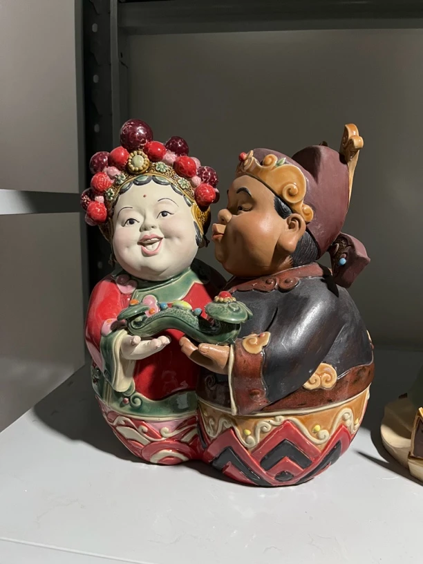 美满姻缘-手工陶艺石湾公仔艺术摆件