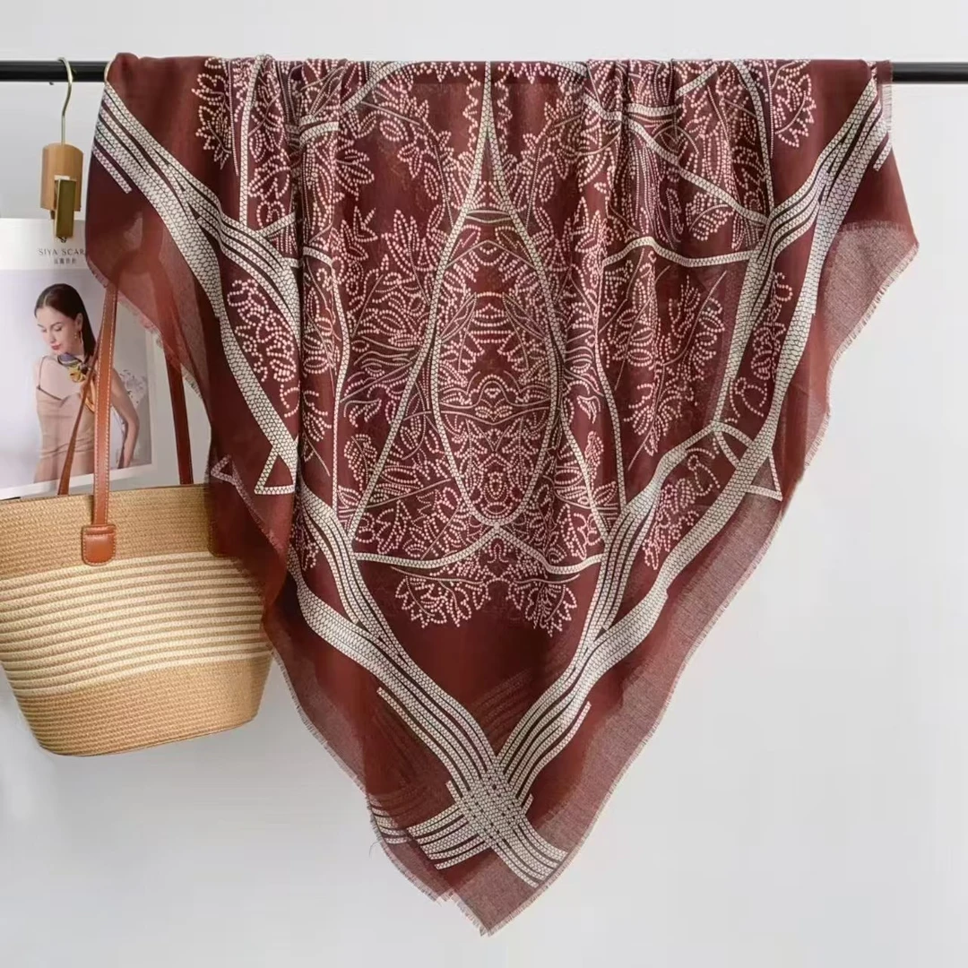 1-712优质亚麻棉质135*135左右轻奢百搭方巾