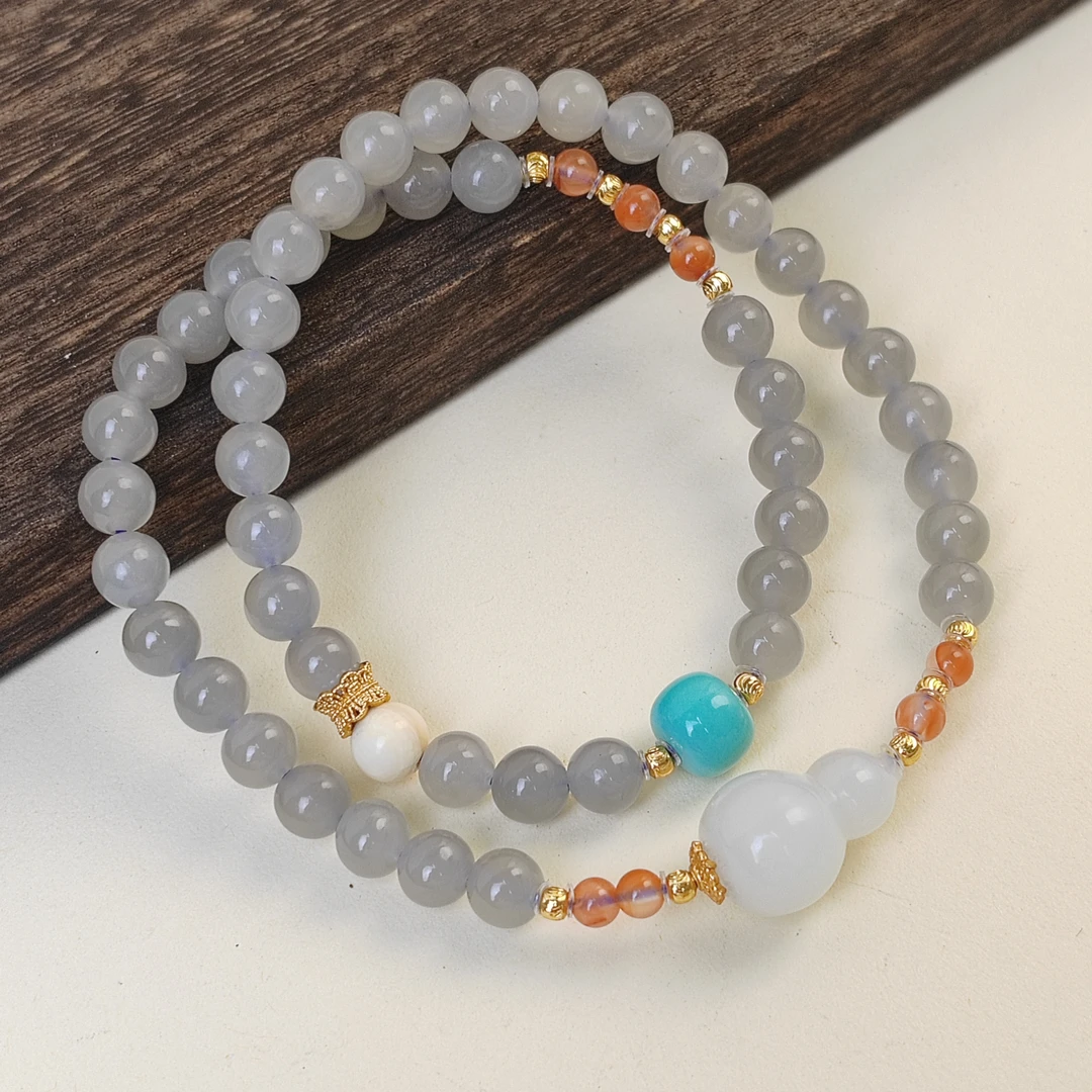 近圆烟紫葫芦双圈手串（微瑕，多样性随机发一）