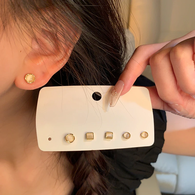 合金亚克力耳饰 925 银小钻耳钉｜3 对装，每天不重样的精致小心机