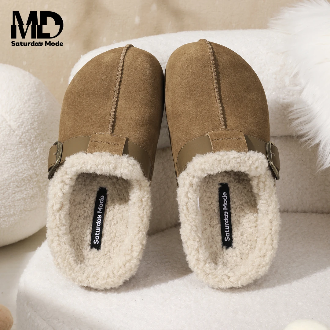 SATURDAYMODE勃肯毛毛拖女冬季新款保暖防滑包头半拖MDD4110D10