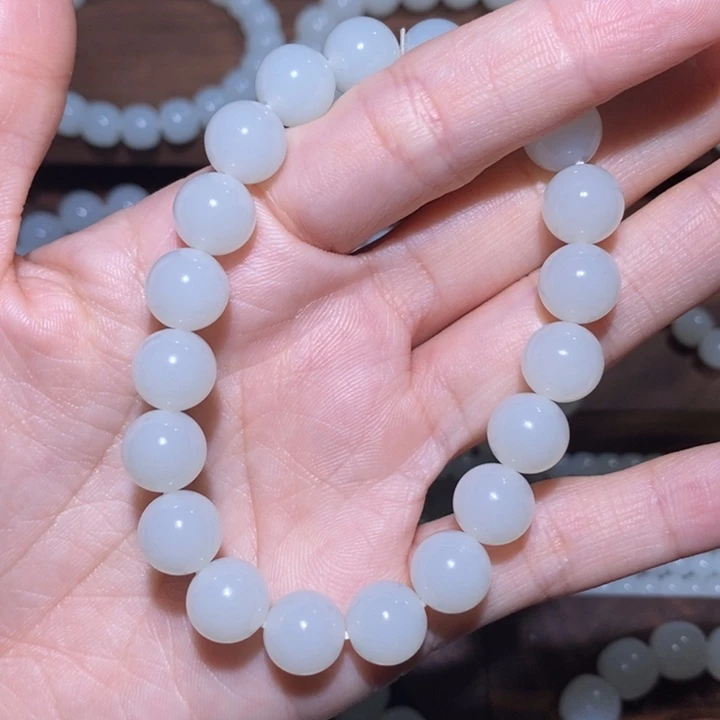 和田玉（白玉）未镶嵌手链和田玉（白玉）卡10圆珠