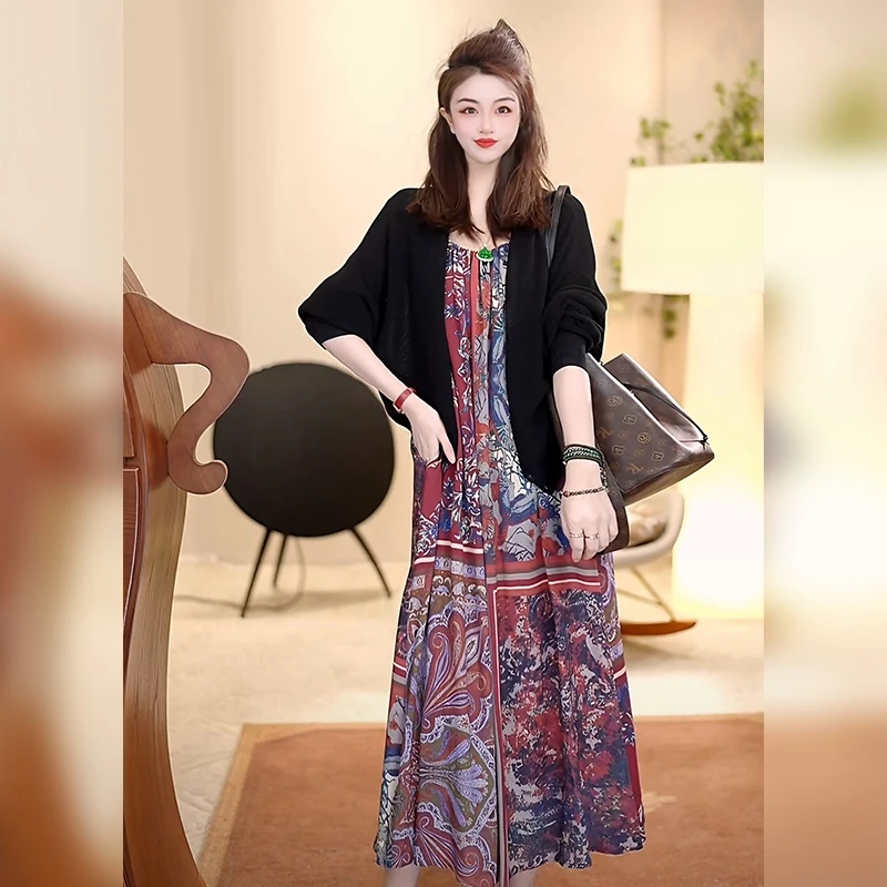 【Linda姐高端线】新款法式浪漫气质印花吊带裙连衣裙AA5LYH0058