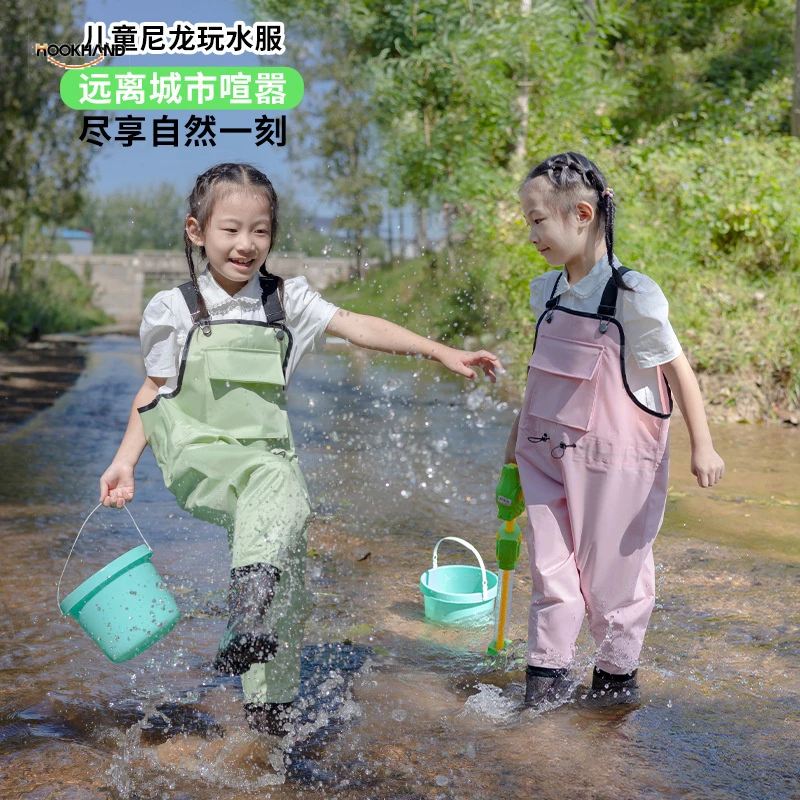 尼龙儿童下水裤雨裤透气轻薄涉水夏季背带连体玩沙水服赶海玩沙服