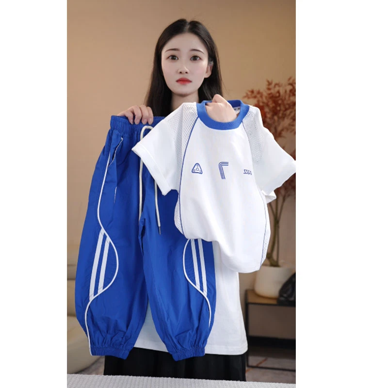 【实体品质】夏装薄款时尚宽松极简风夏季男女炸街运动风套装中大童