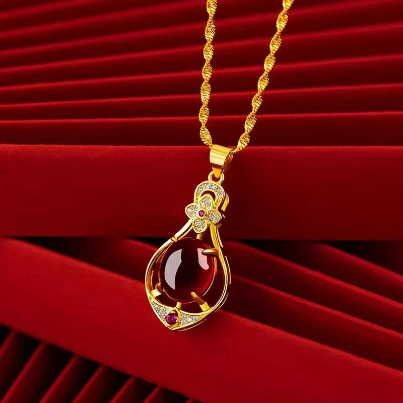 铜合金琉璃吊坠 气质四叶草吊坠项链女款送妈妈送老婆高档不掉色