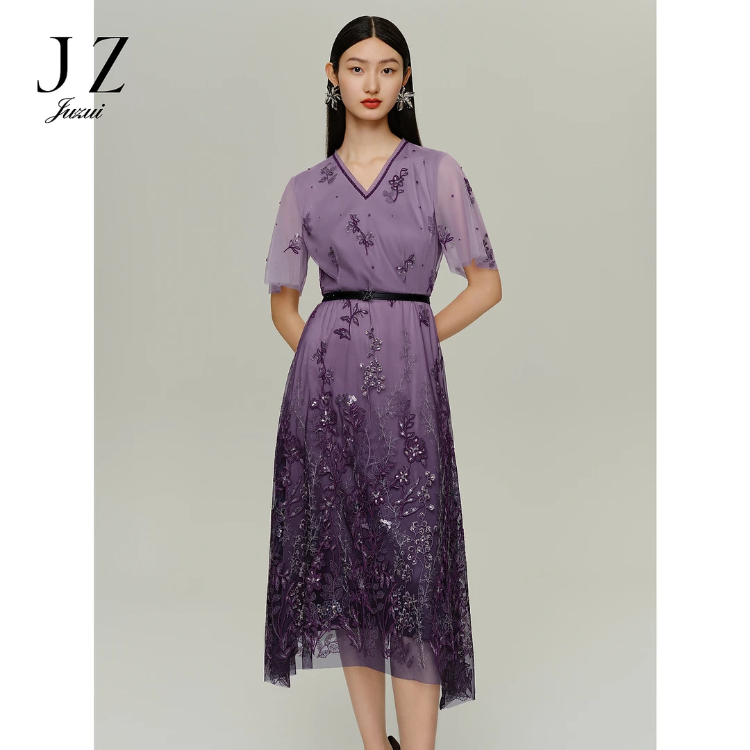 【婷婷专属】商场同款JZ玖姿JWDQ50077重工珠片绣连衣裙秋季款