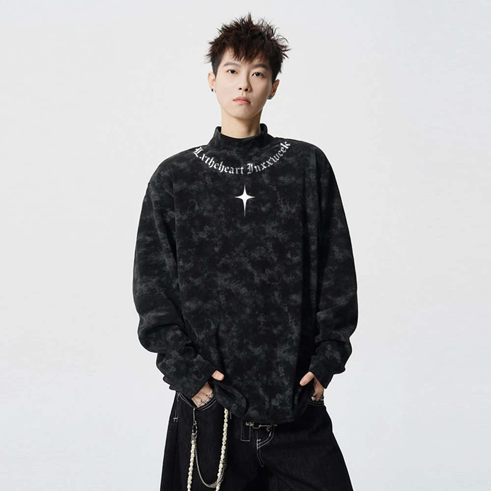 毛茸茸德绒纯色秋冬季加绒加厚长袖半高领打底衫内搭男白色T恤