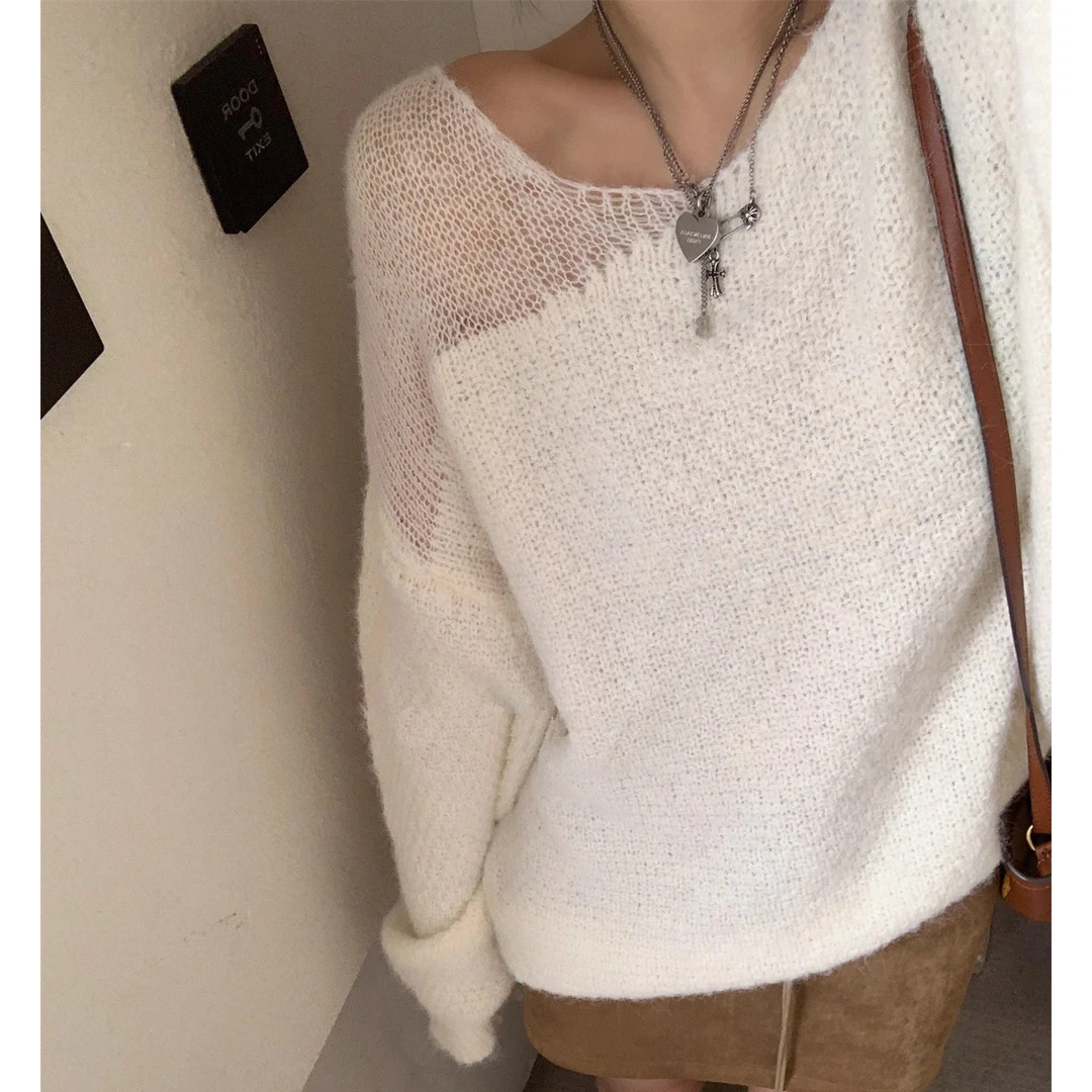 不规则设计感宽松羊毛套头毛衣慵懒高级感外穿