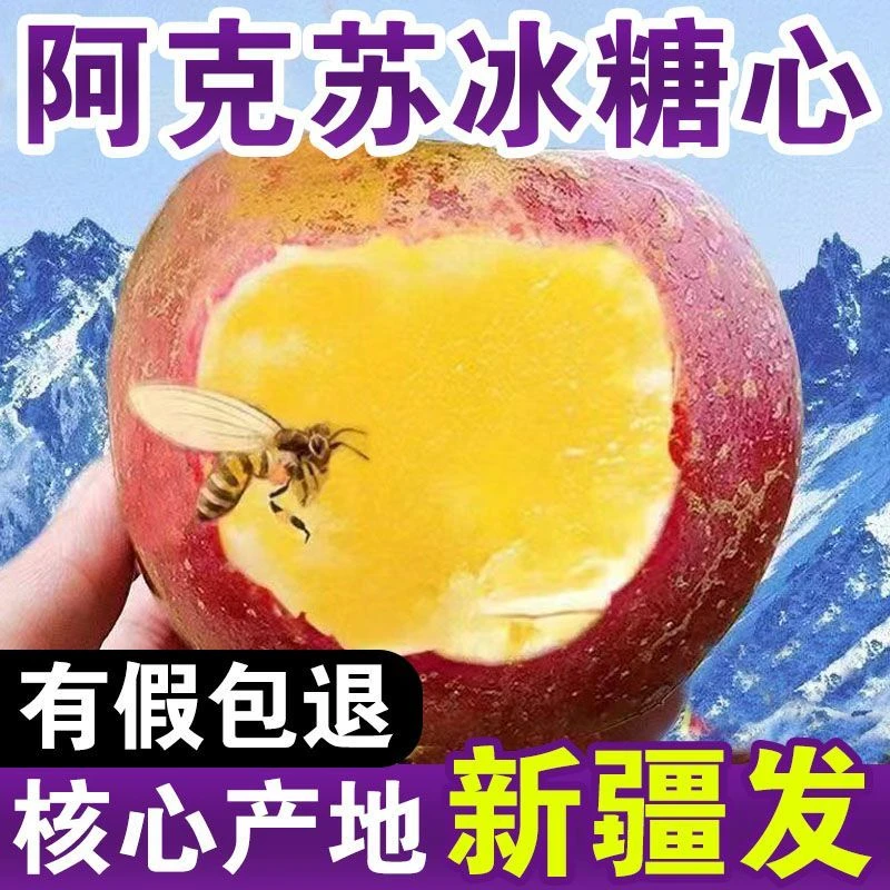 阿克苏正宗红旗坡甜多汁产地现摘正宗阿克苏冰糖心苹果