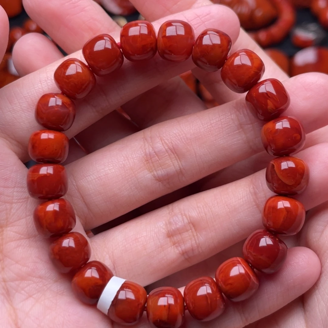 南红玛瑙未镶嵌珠宝奇石单圈10mm