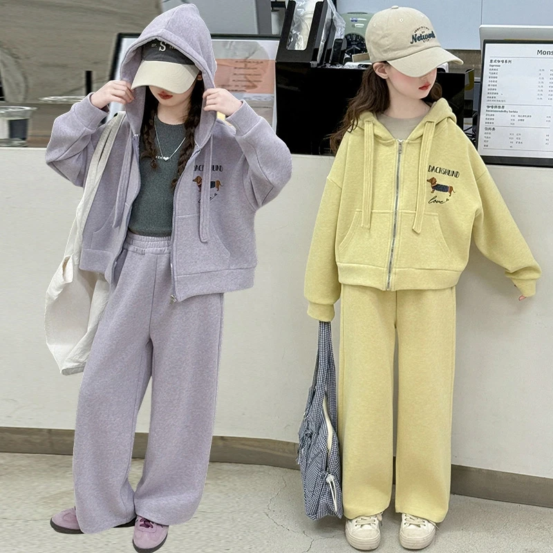 女童套装春秋装2024新款儿童洋气卫衣女孩大童春装休闲运动两件套