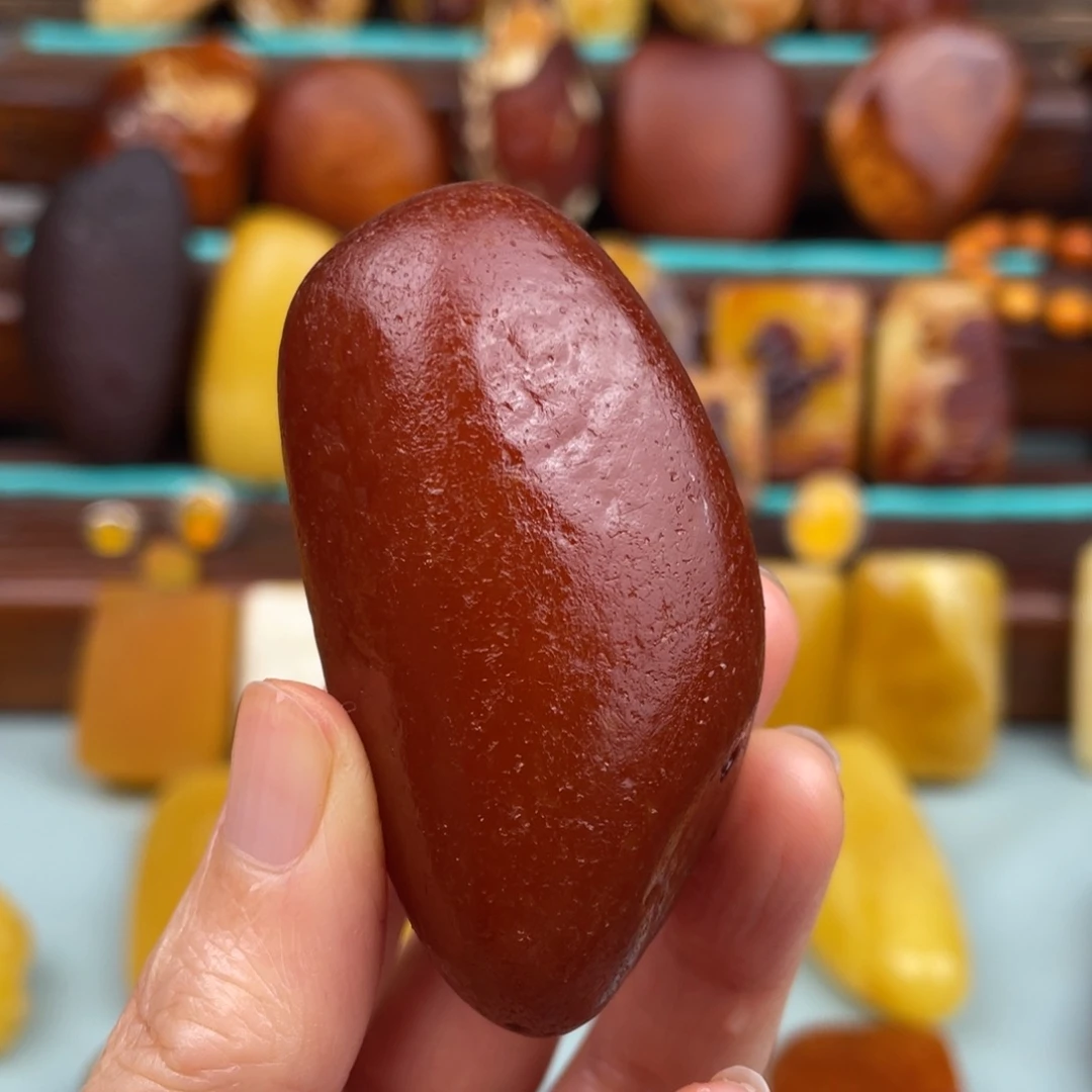 定制琥珀未镶嵌蜜蜡原石手把件