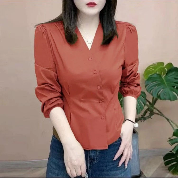 开衫衬衫薄软轻罗云纱高定扣子款收腰女人上衣气质时尚七分袖衬衫