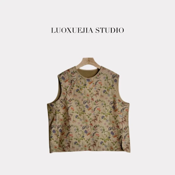 LXJ25501「艺术繁花」小众复古新中式减龄印花无袖马甲