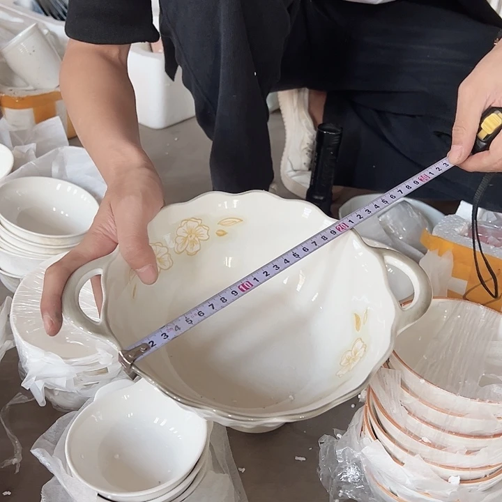 双耳沙拉面碗2只破损包赔不补发介意勿拍