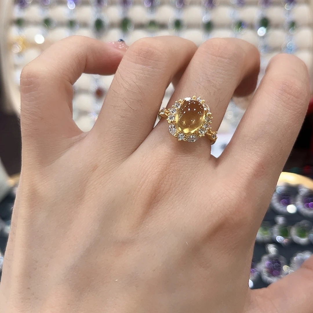 这***了黄晶银S925镶嵌戒指