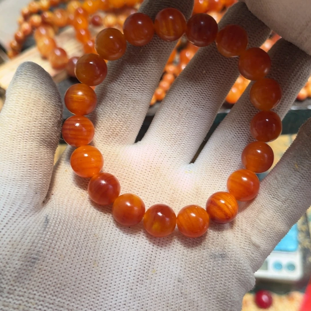 松木（琥珀木）手串/手链1.1高抛固化红一点