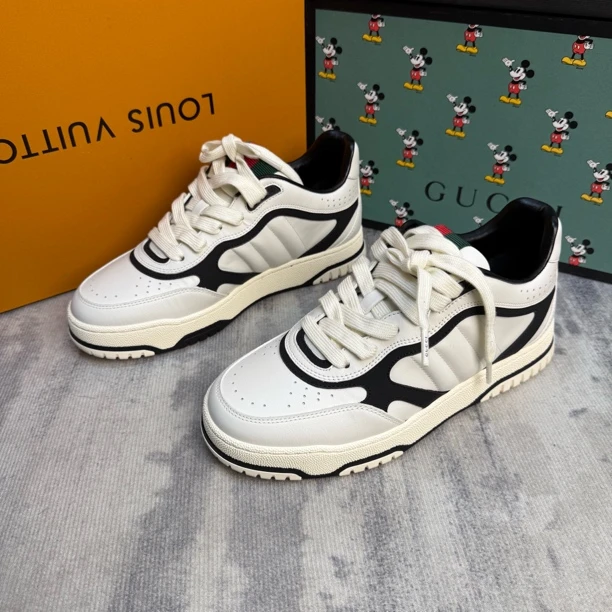 未使用 GUCCI/古驰 未使用黑白色厚底百搭休闲皮质板鞋多尺码