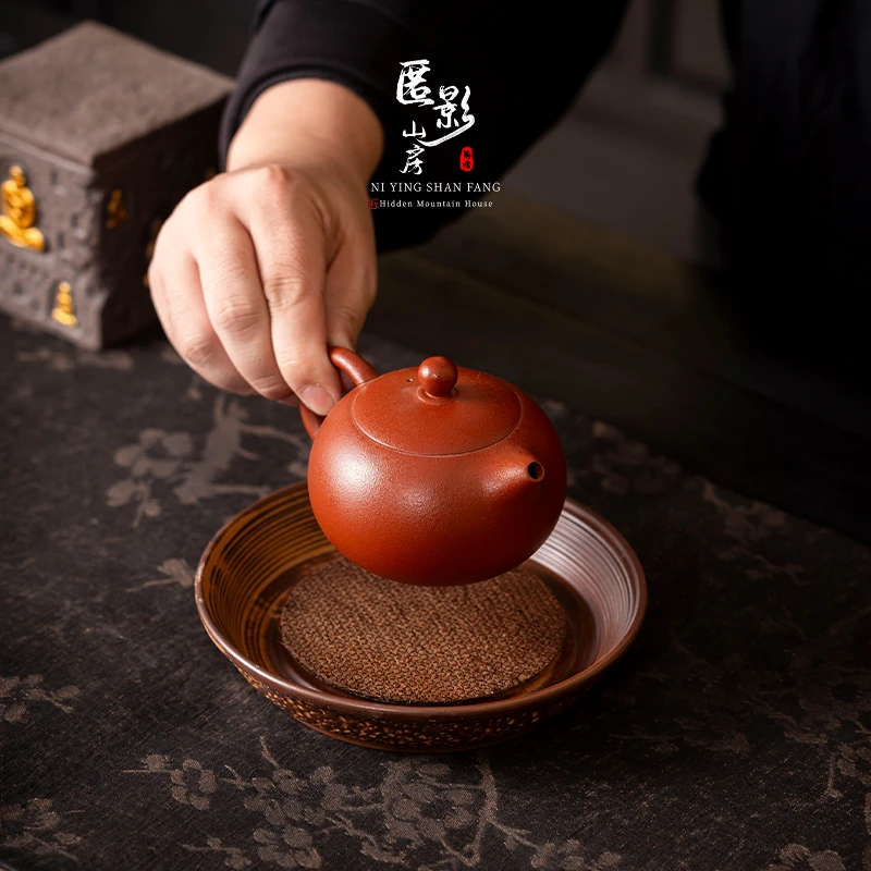 大号复古风粗陶壶承干泡台茶盘养壶底座茶承古朴简约蓄水排水壶垫
