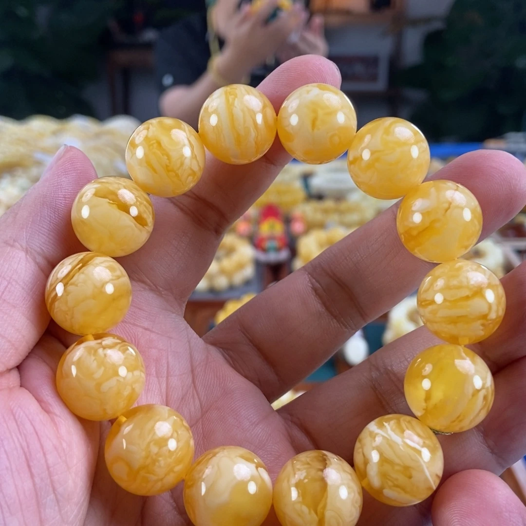 未镶嵌琥珀珠宝奇石16杨枝甘露虎皮纹同料串36.94