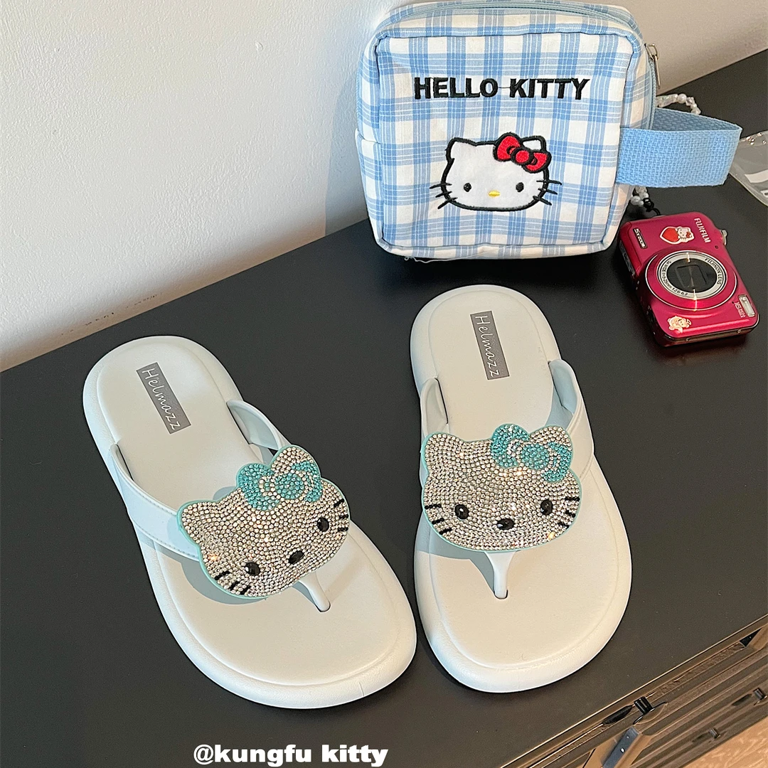 功夫Kitty~可爱kitty踩屎感人字拖防滑沙滩夹脚拖鞋