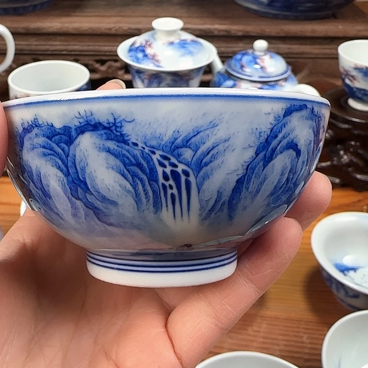 头**了青花山水杯杯杯
