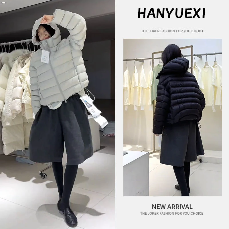 入秋穿搭一整套女装2025新款韩版连帽棉服外套五分阔腿短裤两件套