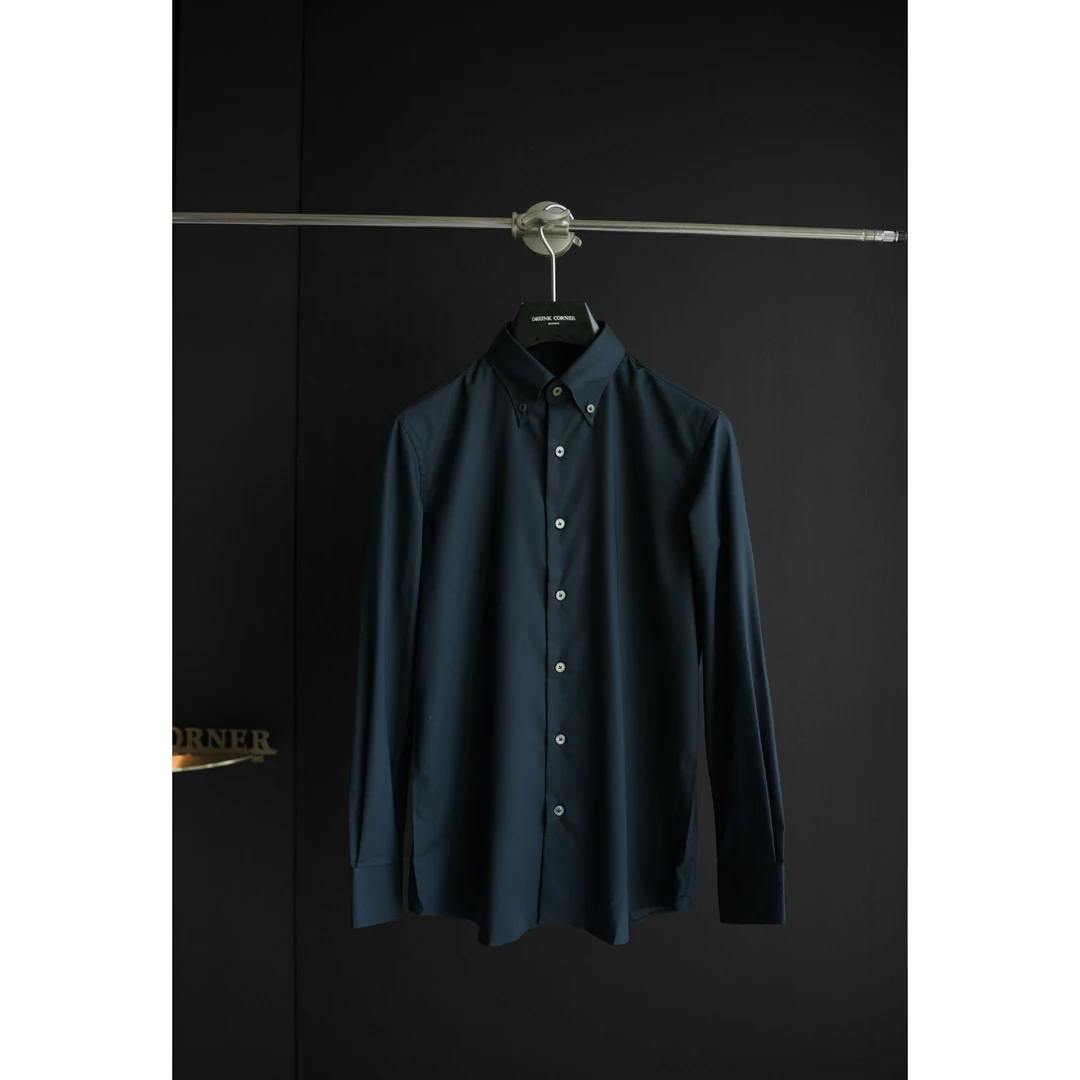 DRUNKCORNER 尖领衬衫领口纽扣长袖修身男士商务