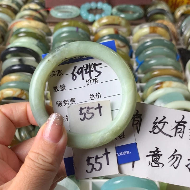 未镶嵌蛇纹石玉手镯6945