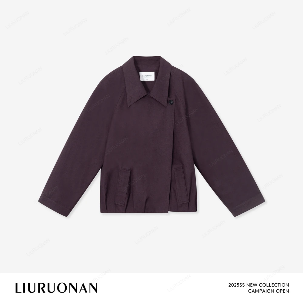 LIURUONAN 25SS 【绛紫夹克】翻领短款简约一粒扣设计感薄款外套