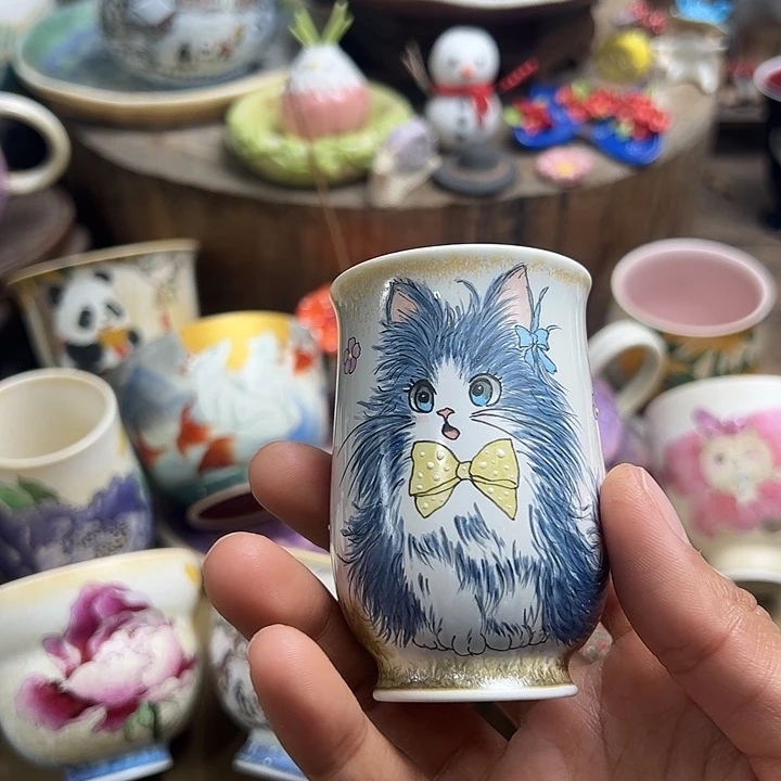 手绘小猫咪茶杯子